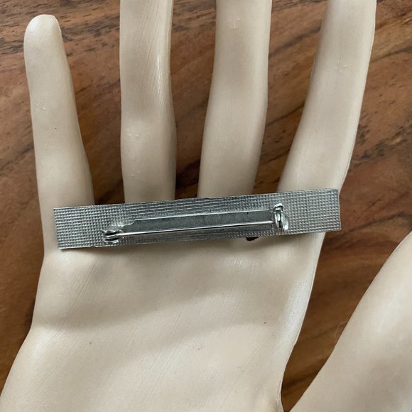 Art Deco Revival Pierre Bex Style Enamel Gold Foil Resin Cast Bar Brooch - Picture 2 of 2